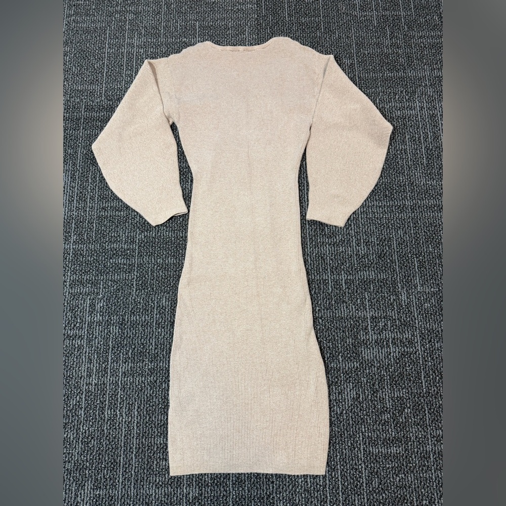 Primark Women’s Medium Camel V-Neck Knit Dress - Picture 5 of 6